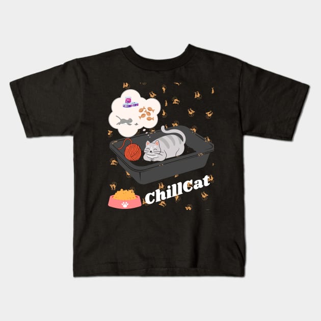 Chill cat Kids T-Shirt by BrookProject